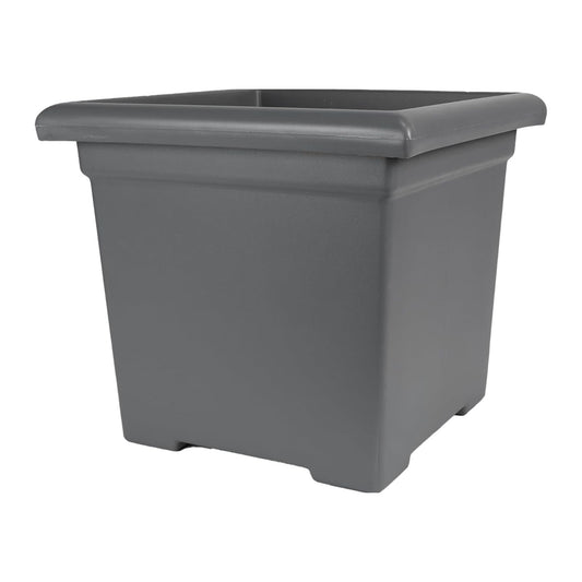 The HC Companies Accent Square Plastic Plant Pot with Drainage, 15.5", Warm Gray