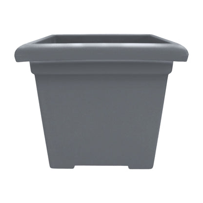 The HC Companies Accent Square Plastic Plant Pot with Drainage, 15.5", Warm Gray