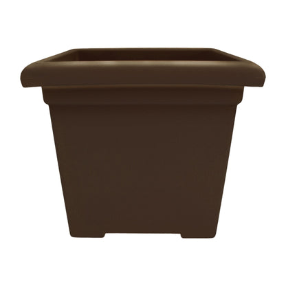 The HC Companies Accent Square Plastic Plant Pot with Drainage, 15.5", Chocolate