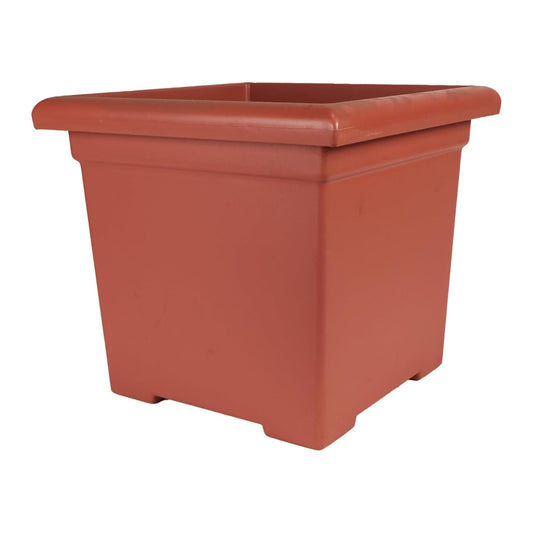 The HC Companies Accent Square Plastic Plant Pot with Drainage, 15.5 Inch, Clay