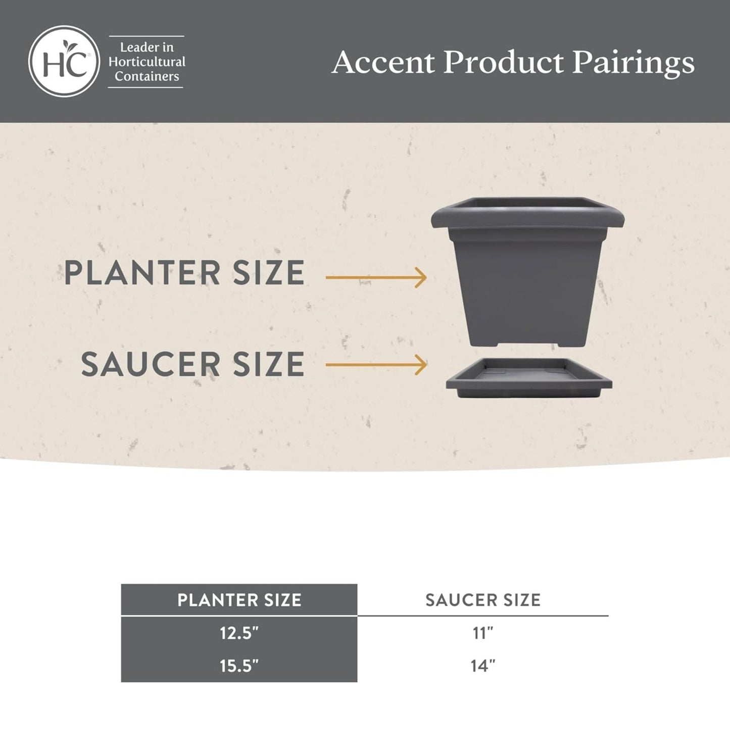 The HC Companies Accent Square Plastic Plant Pot with Drainage, 15.5 Inch, Black