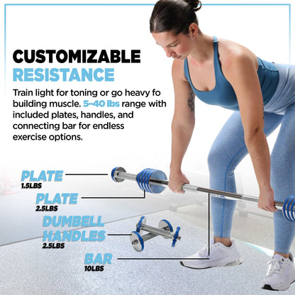 Stamina Products müüv Adjustable Barbell Set, 2in1 Dumbbell System for Home Gyms
