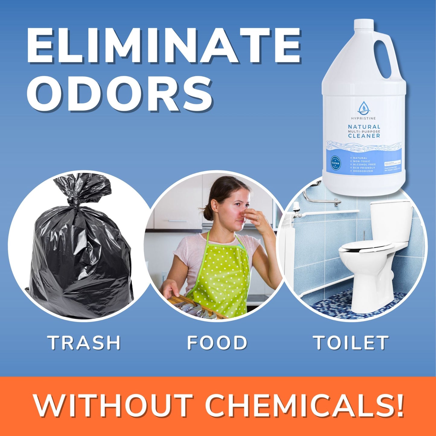 Hypristine Natural Multipurpose Surface Cleaner, 128 fluid Ounce Bottle, 1 Pack