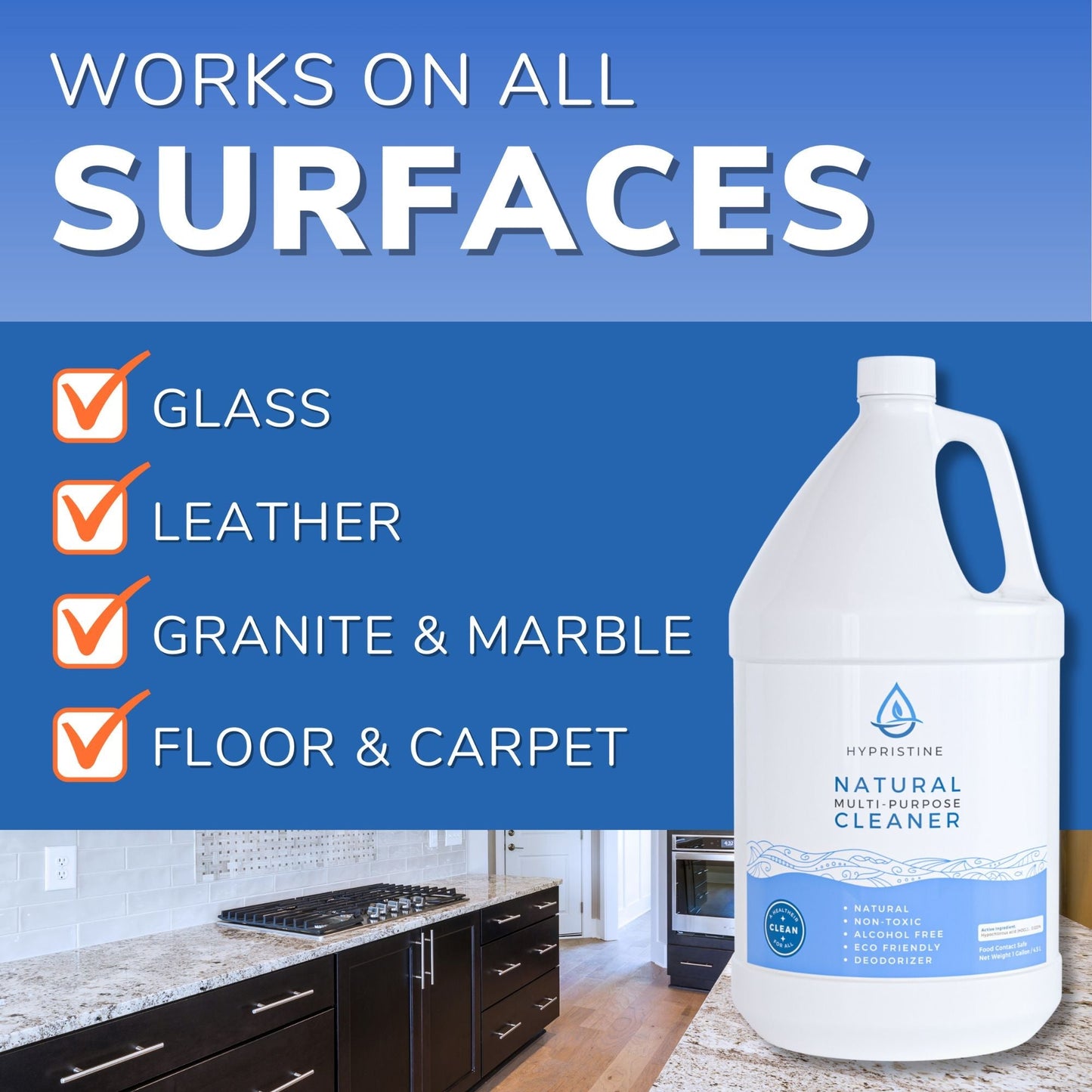 Hypristine Natural Multipurpose Surface Cleaner, 128 fluid Ounce Bottle, 1 Pack