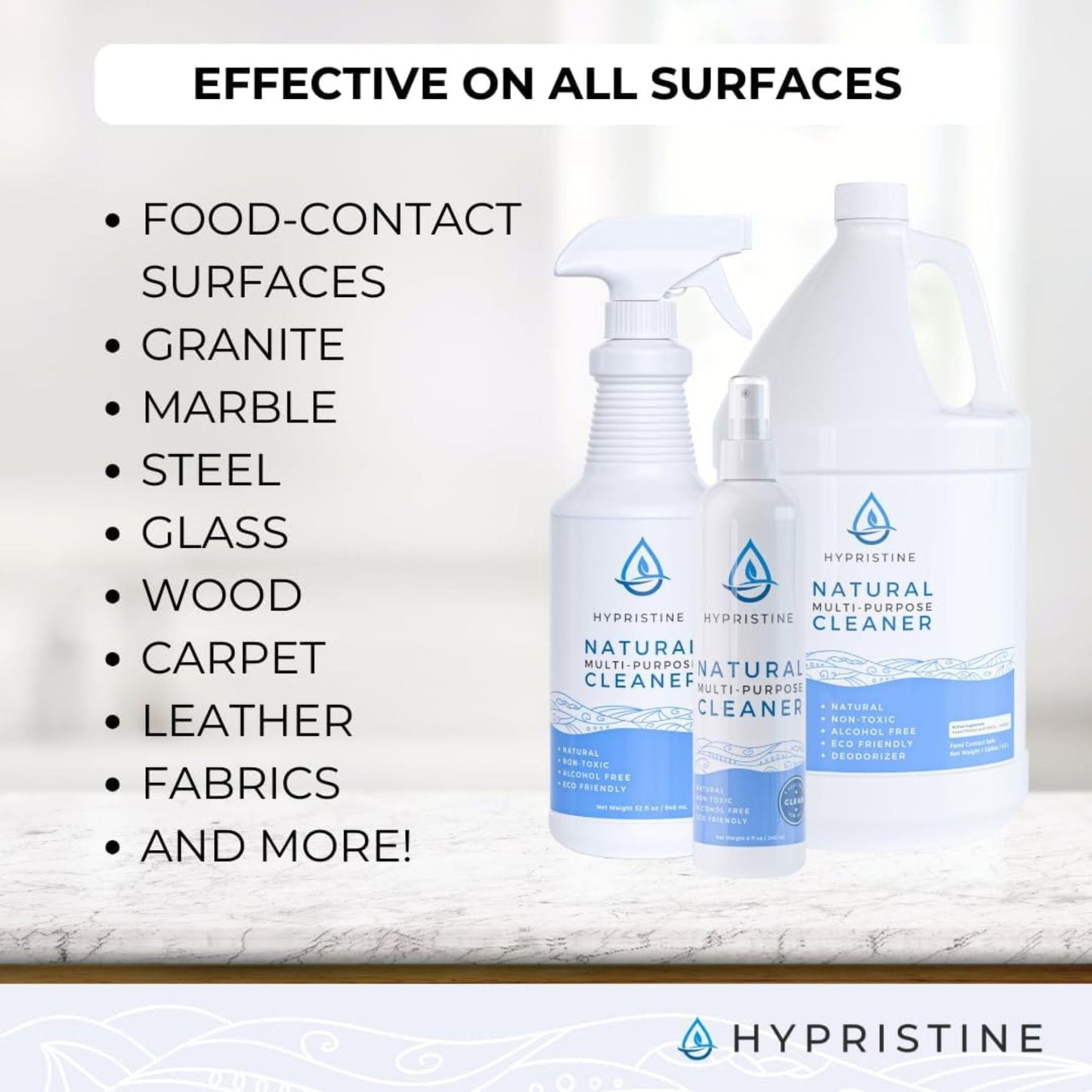 Hypristine Natural Multipurpose Surface Cleaner, 128 fluid Ounce Bottle, 1 Pack