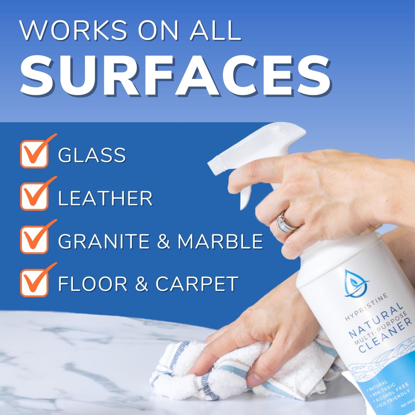 Hypristine Natural Multipurpose Surface Cleaner, 32 fl oz Spray Bottles, 4 Pack