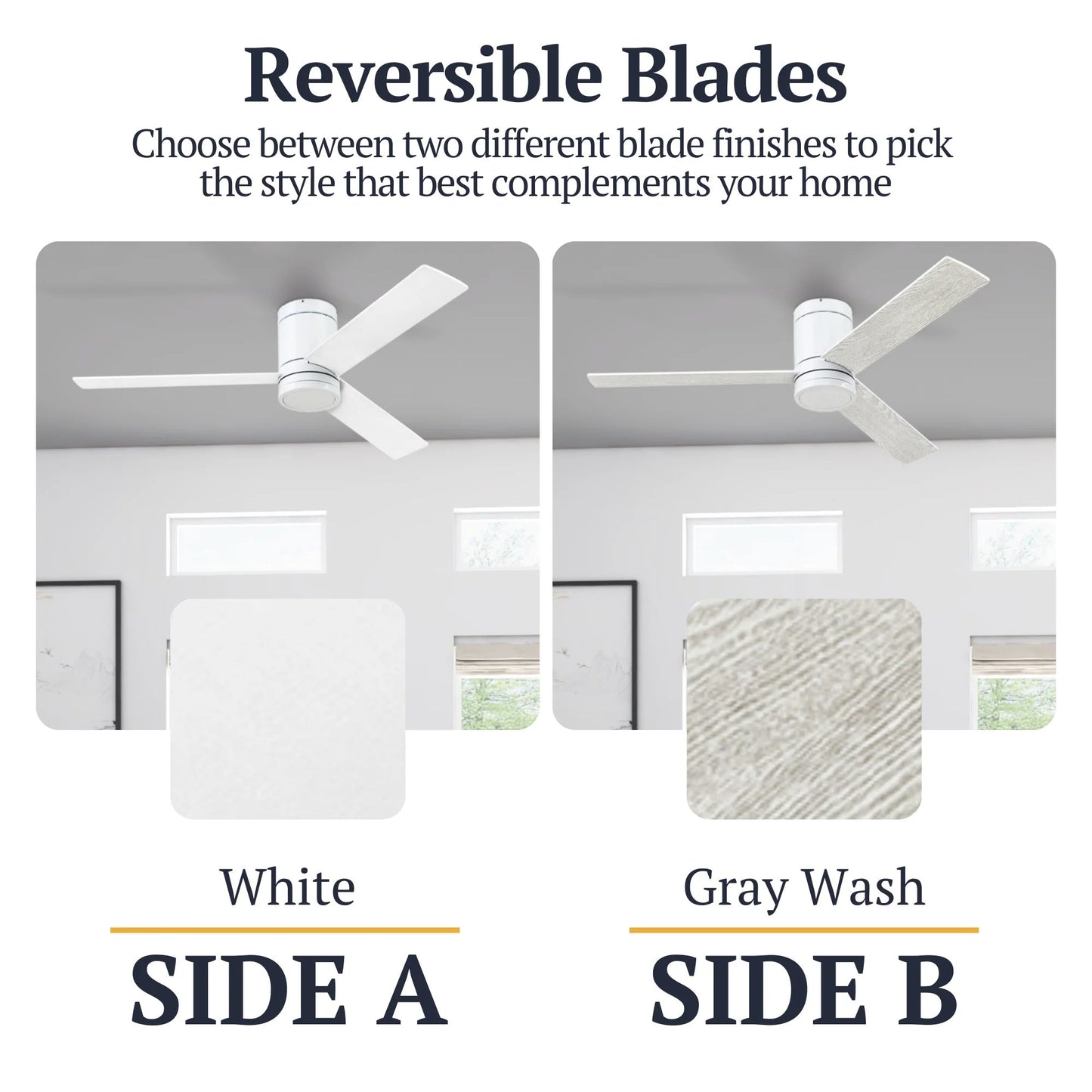 Prominence Home 52" Ceiling Fan, LED Light, Remote, Flush Mount, Espy, White