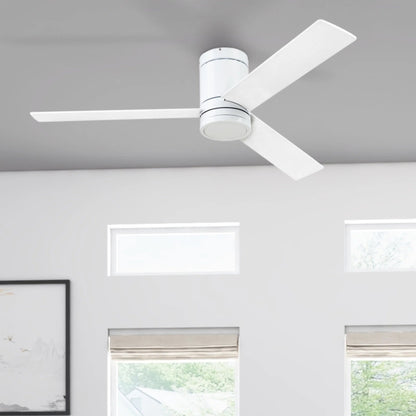 Prominence Home 52" Ceiling Fan, LED Light, Remote, Flush Mount, Espy, White