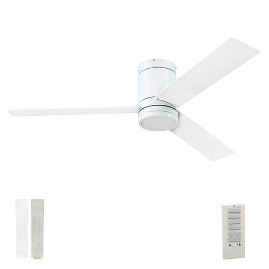 Prominence Home 52" Ceiling Fan, LED Light, Remote, Flush Mount, Espy, White