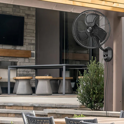 Mule 18 Inch Wall Mount Outdoor Oscillating Wet Rated Airflow Fan, Matte Black