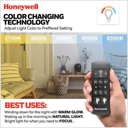 Honeywell 52" Ceiling Fan LED Light Remote Control Indoor Airflow Fixture, White