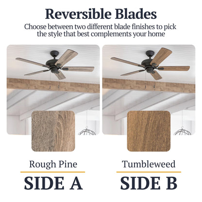 Prominence Home Russwood 42 Inch Farmhouse Ceiling Fan with No Light, Bronze