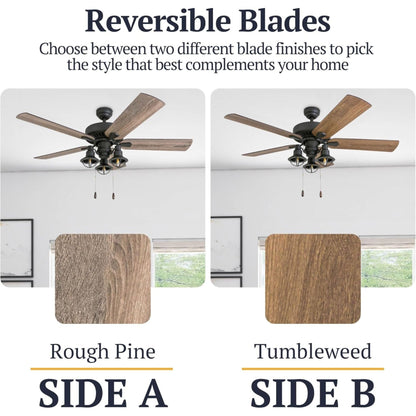 Prominence Home 52 Inch Ennora LED Ceiling Fan with Light and 5 Blades, Bronze