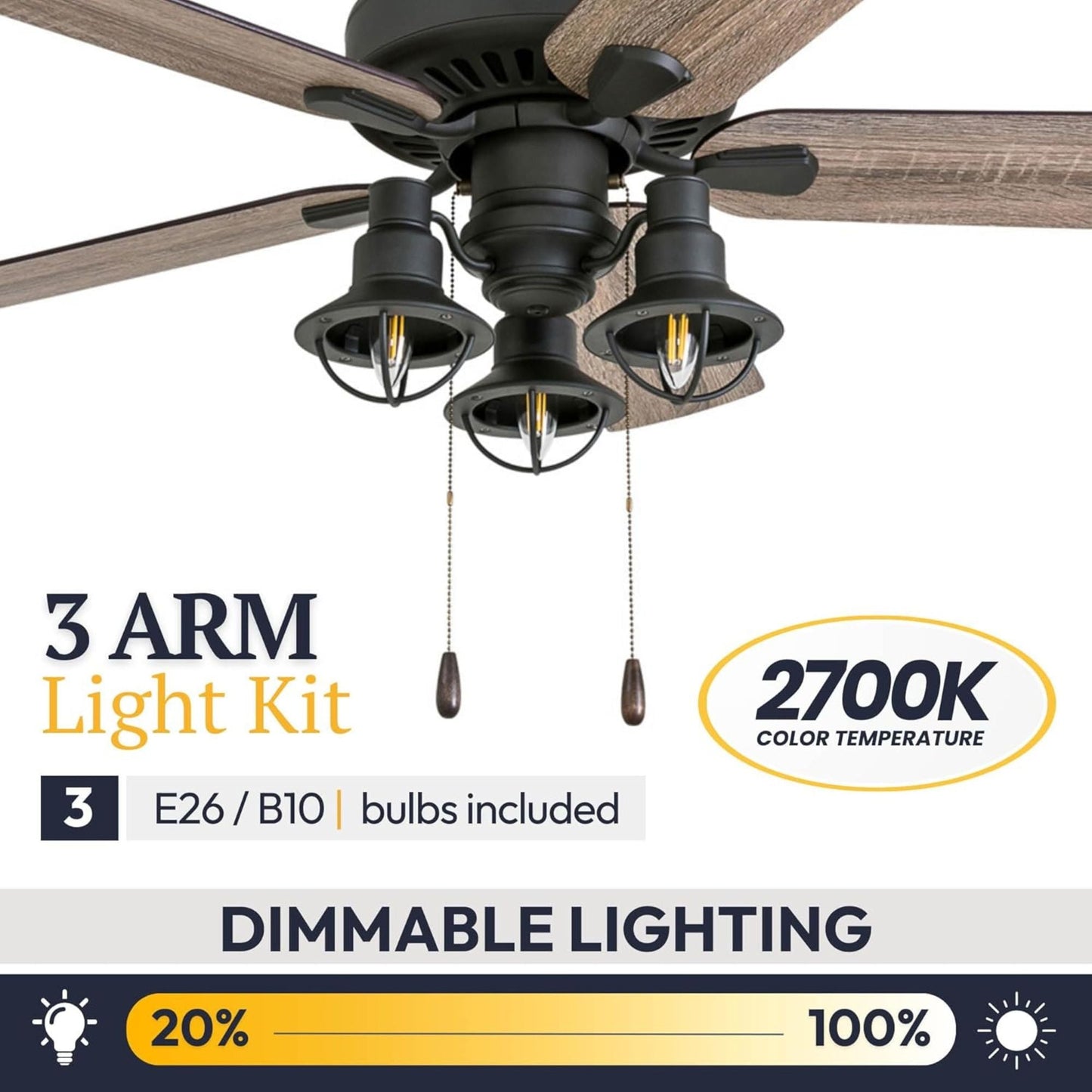 Prominence Home 52 Inch Ennora LED Ceiling Fan with Light and 5 Blades, Bronze