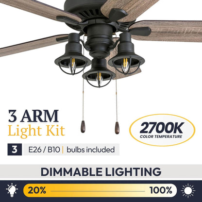 Prominence Home 52 Inch Ennora LED Ceiling Fan with Light and 5 Blades, Bronze