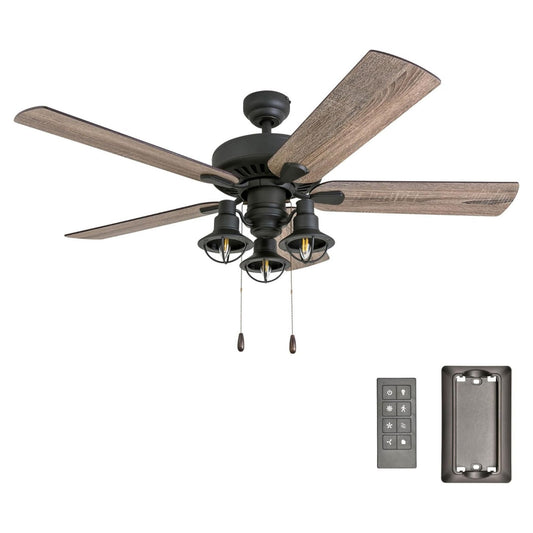 Prominence Home 52 Inch Ennora LED Ceiling Fan with Light and 5 Blades, Bronze