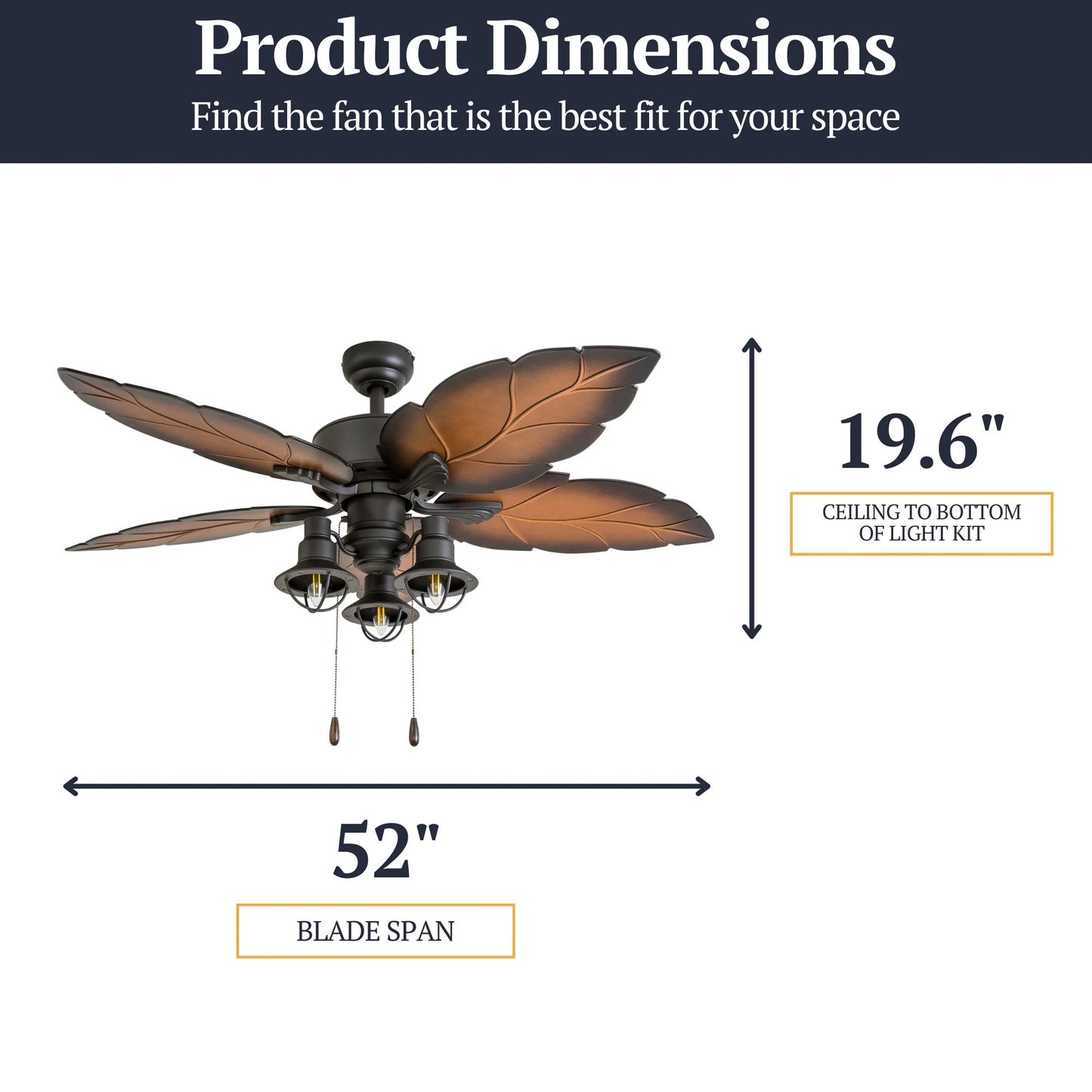 Prominence Home Ocean Crest 52" Tropical Indoor or Outdoor ceiling Fan, Bronze