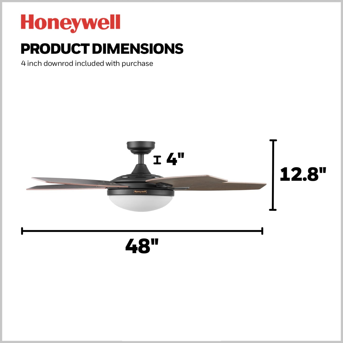 Honeywell Carmel Ceiling Fan, Quiet Motor and Remote Control, 48 Inch, Bronze