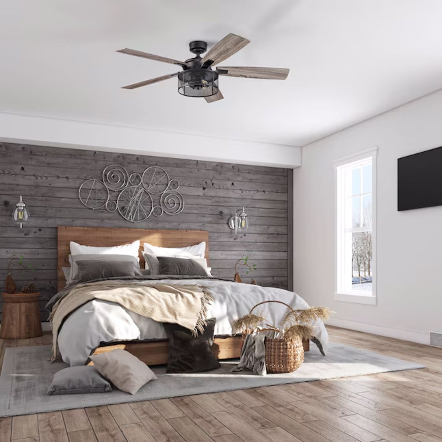 Honeywell Carnegie Ceiling Fan, Quiet Motor and Remote Control, 52", Matte Black