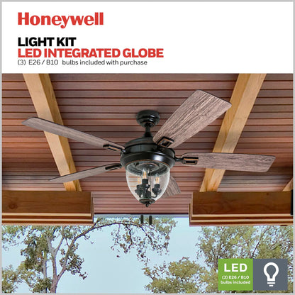 Honeywell Glencrest Ceiling Fan, Quite Motor and Pull Chain Control, 52", Bronze
