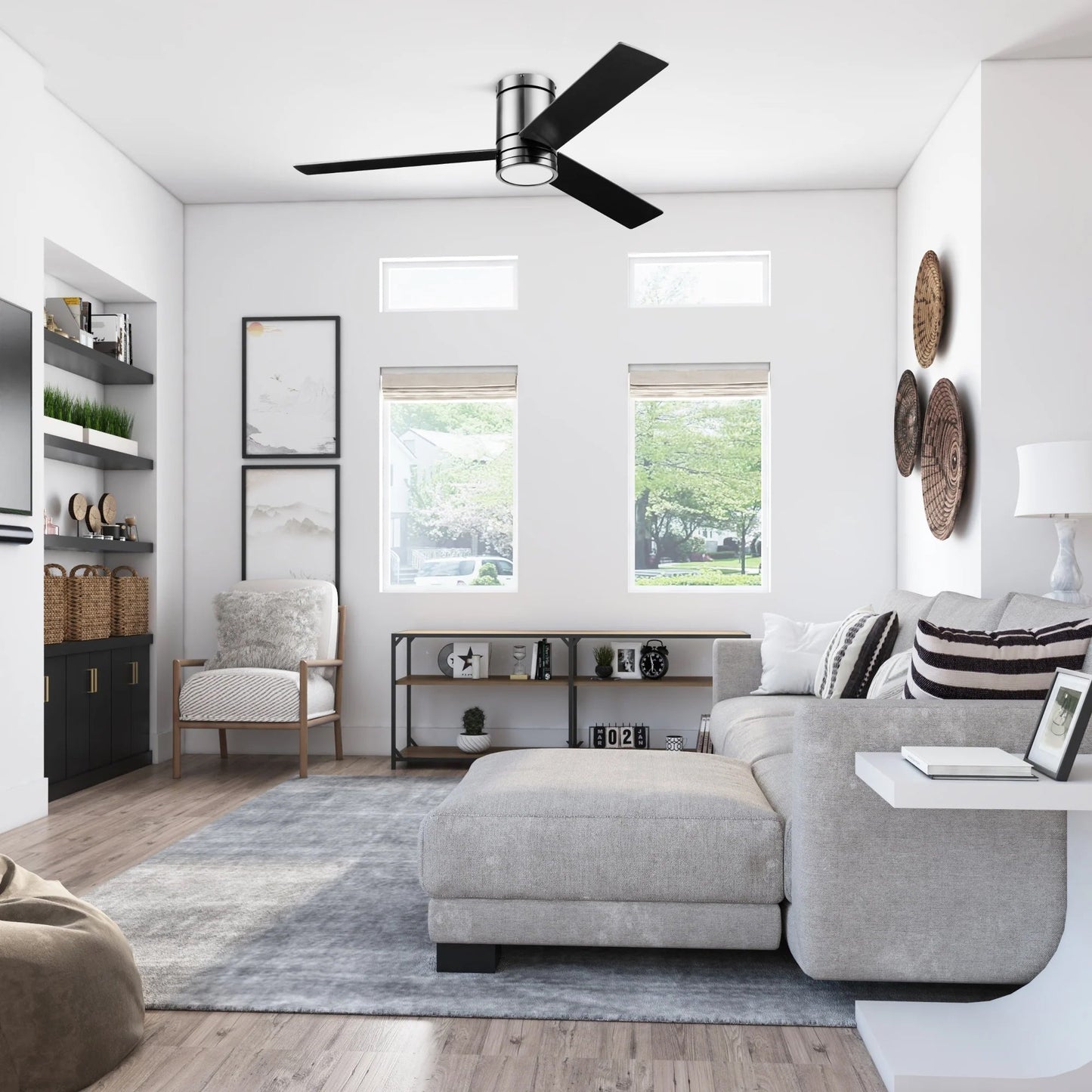 Prominence Home 52" Ceiling Fan, LED Light, Remote, Flush Mount, Espy, Gun Metal