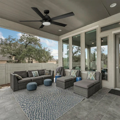 Mule 54 Inch Outdoor Ceiling Fan with Light, Remote Control and 5 Blades, Black