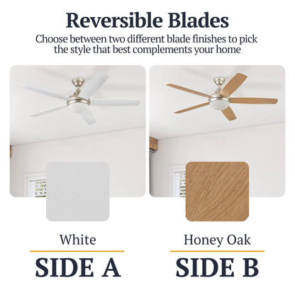 Prominence Home 52" Modern Ceiling Fan, Light, Remote Control Indoor, Soft Gold