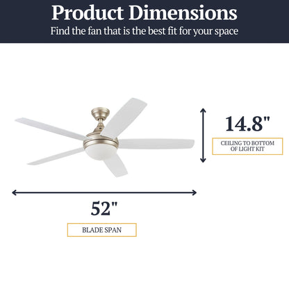 Prominence Home 52" Modern Ceiling Fan, Light, Remote Control Indoor, Soft Gold