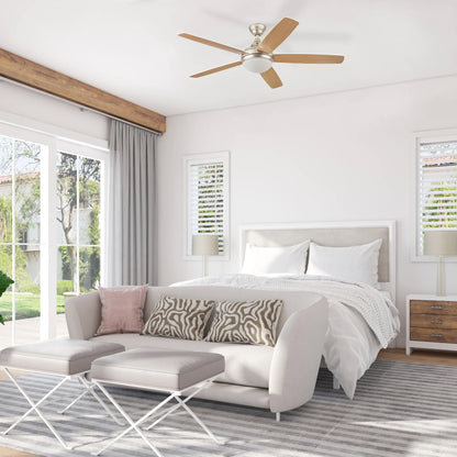 Prominence Home 52" Modern Ceiling Fan, Light, Remote Control Indoor, Soft Gold