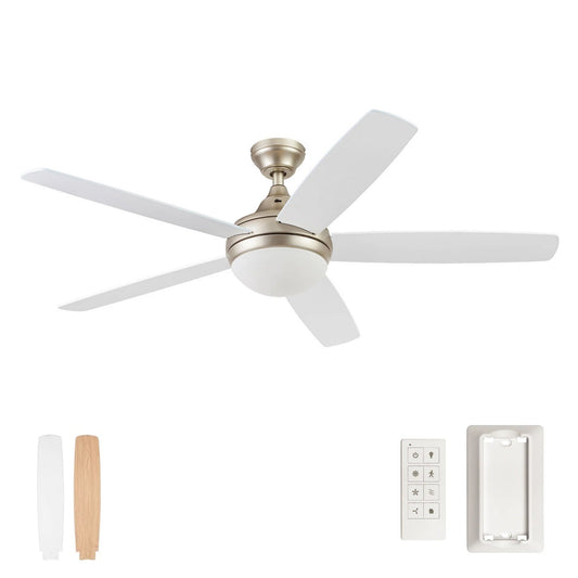 Prominence Home 52" Modern Ceiling Fan, Light, Remote Control Indoor, Soft Gold