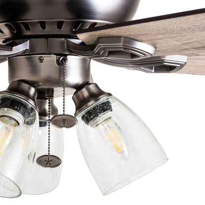 Prominence Home 52 Inch Farmhouse LED Ceiling Fan with Light, Antique Pewter