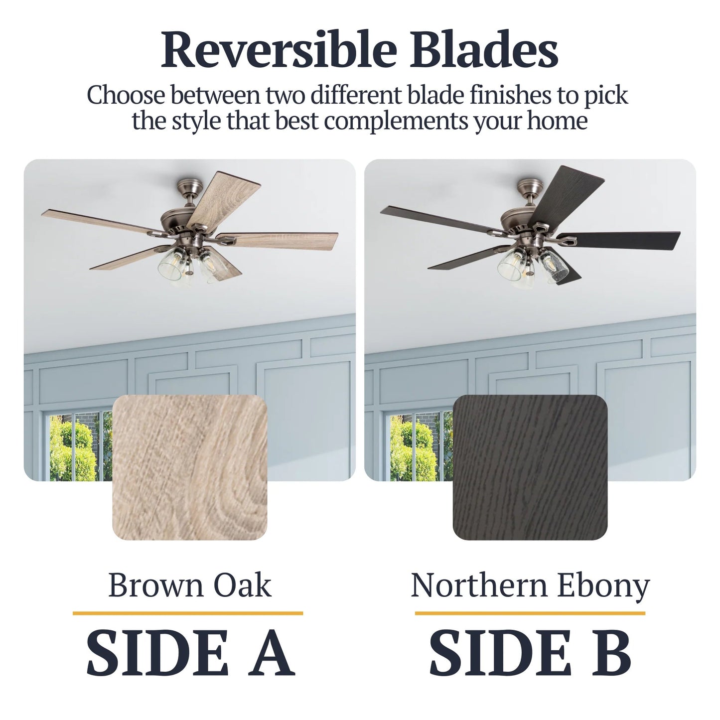 Prominence Home 52 Inch Farmhouse LED Ceiling Fan with Light, Antique Pewter