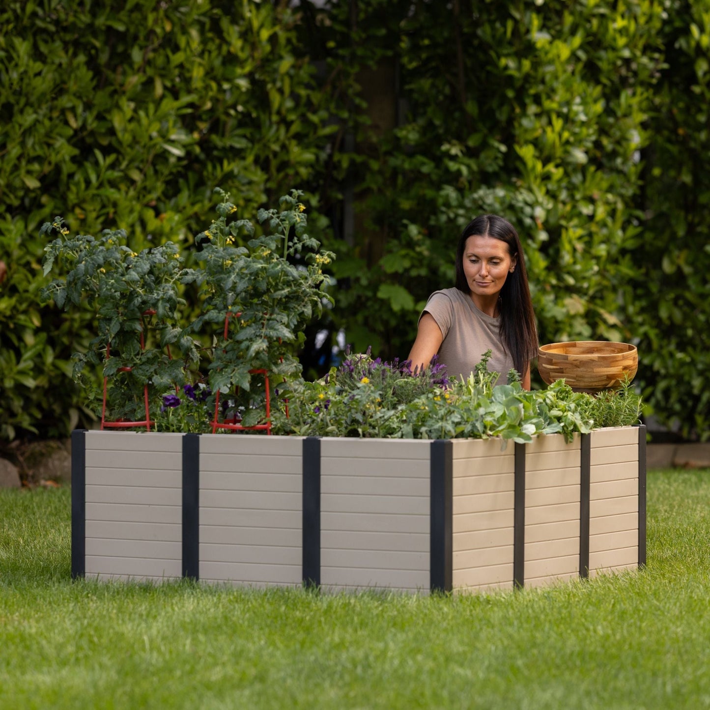 Tierra Verde 48-Inch x 48-Inch Raised Garden Bed for Patios or Decks, Khaki