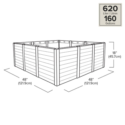 Tierra Verde 48-Inch x 48-Inch Raised Garden Bed for Patios or Decks, Black
