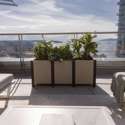 Tierra Verde 17-Inch x 48-Inch Raised Garden Trough Box for Patio or Deck, Khaki