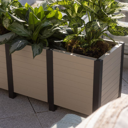 Tierra Verde 17-Inch x 48-Inch Raised Garden Trough Box for Patio or Deck, Khaki