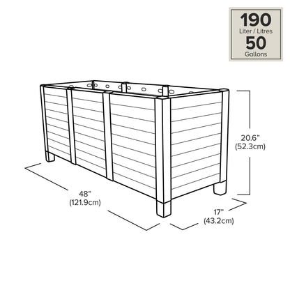 Tierra Verde 17-Inch x 48-Inch Raised Garden Trough Box for Patio or Deck, Black