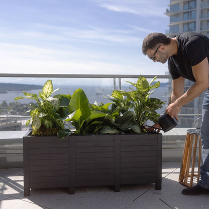 Tierra Verde 17-Inch x 48-Inch Raised Garden Trough Box for Patio or Deck, Black