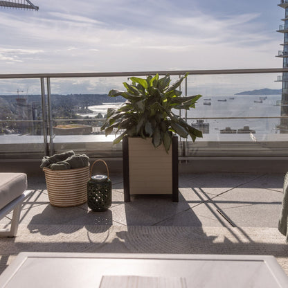 Tierra Verde 17-Inch x 17-Inch Flora Cube Planter Box for Patios or Decks, Khaki