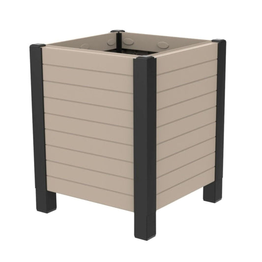 Tierra Verde 17-Inch x 17-Inch Flora Cube Planter Box for Patios or Decks, Khaki