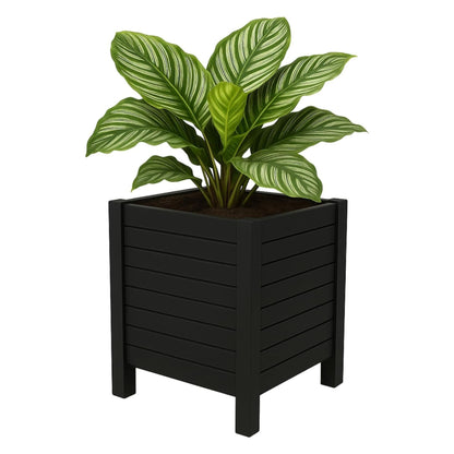 Tierra Verde 17-Inch x 17-Inch Flora Cube Planter Box for Patios or Decks, Black