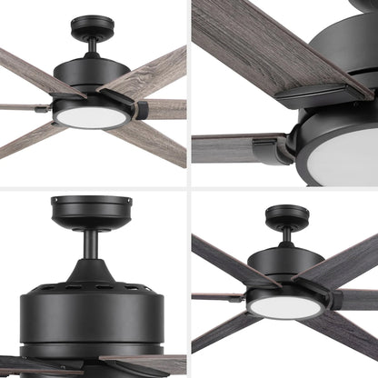 Honeywell Talbert Ceiling Fan, Color Changing LED and Remote, 62", Matte Black