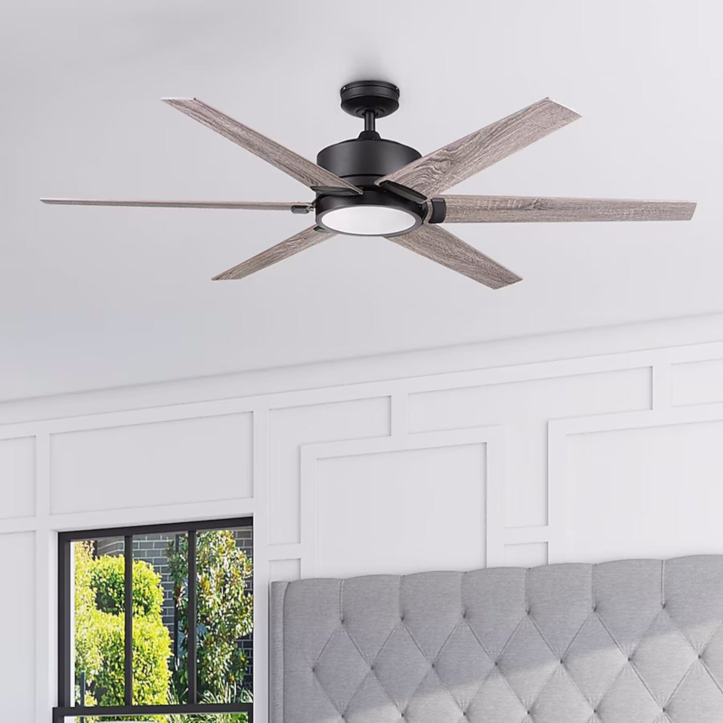 Honeywell Talbert Ceiling Fan, Color Changing LED and Remote, 62", Matte Black