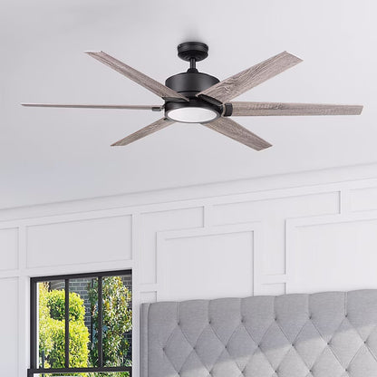 Honeywell Talbert Ceiling Fan, Color Changing LED and Remote, 62", Matte Black