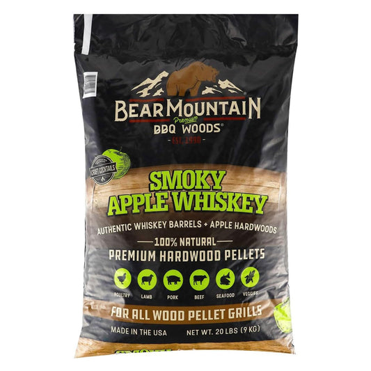 Bear Mountain BBQ All-Natural Smoky Apple Whiskey Smoker Pellets, 20 Lb Bag