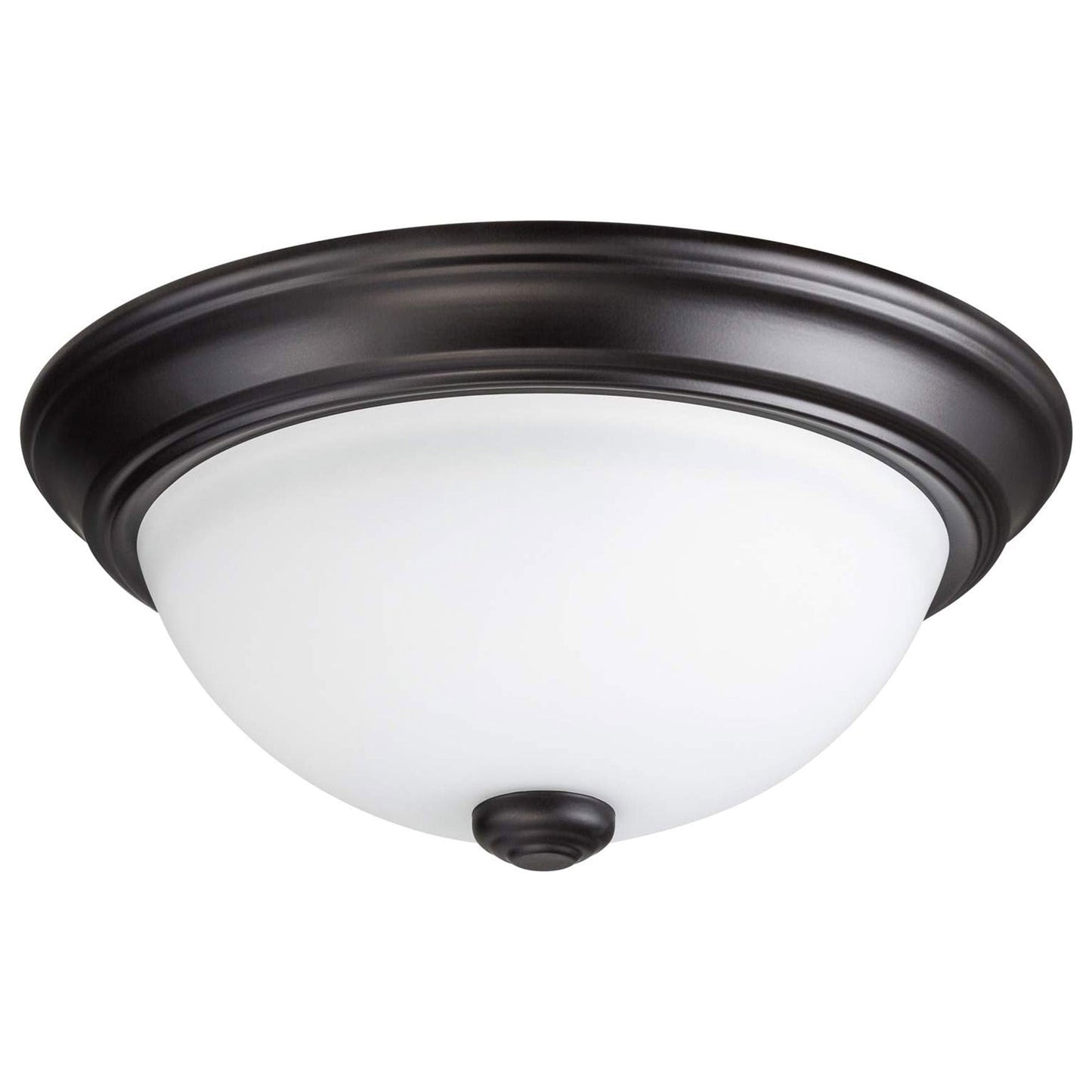 Portage Bay 11 Inch Flush Mount Ceiling Fixture Alabaster Glass Lighting, Bronze