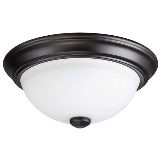 Portage Bay 11 Inch Flush Mount Ceiling Fixture Alabaster Glass Lighting, Bronze
