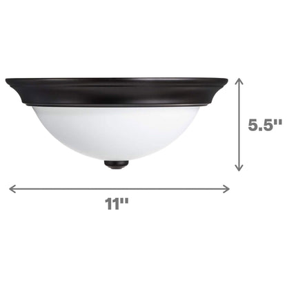 Portage Bay 11 Inch Flush Mount Ceiling Fixture Alabaster Glass Lighting, Bronze