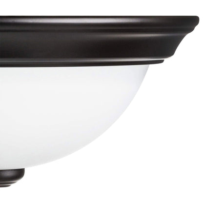 Portage Bay 11 Inch Flush Mount Ceiling Fixture Alabaster Glass Lighting, Bronze