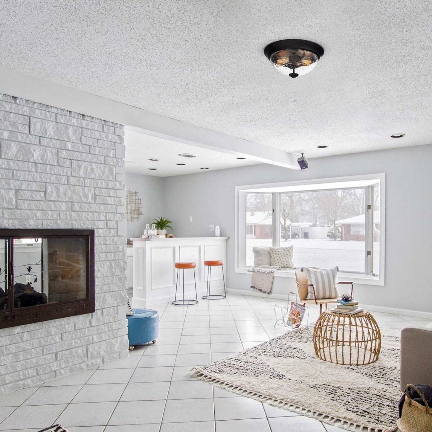 Prominence Home 13” Flush Mount Seeded Ceiling Light, Madalyn, 51381-31, Bronze